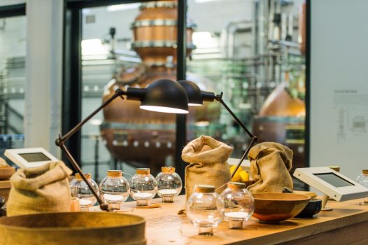 Bombay Sapphire Distillery, Whitchurch, Hampshire - The Botanical Dry Room, showcasing the 10 botanicals used to create the unique flavour of Bombay Sapphire