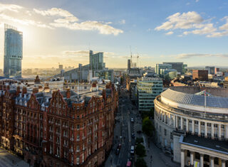 Cityscape of Manchester from No1 Peters Square