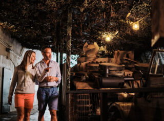 A couple visiting the Jersey War Tunnels