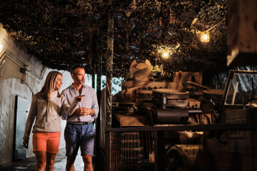 A couple visiting the Jersey War Tunnels