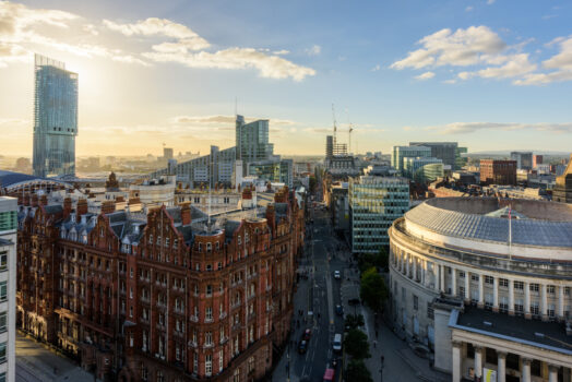 Cityscape of Manchester from No1 Peters Square
