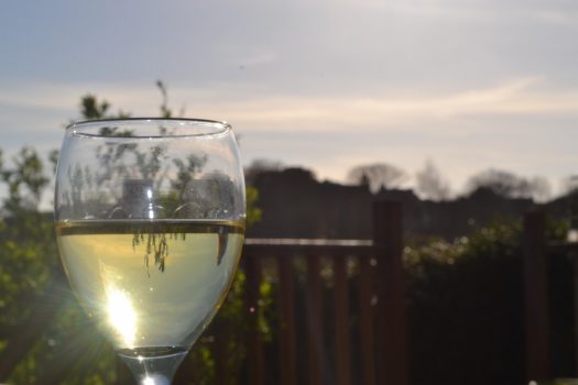 Sunlight reflecting on a wine glass